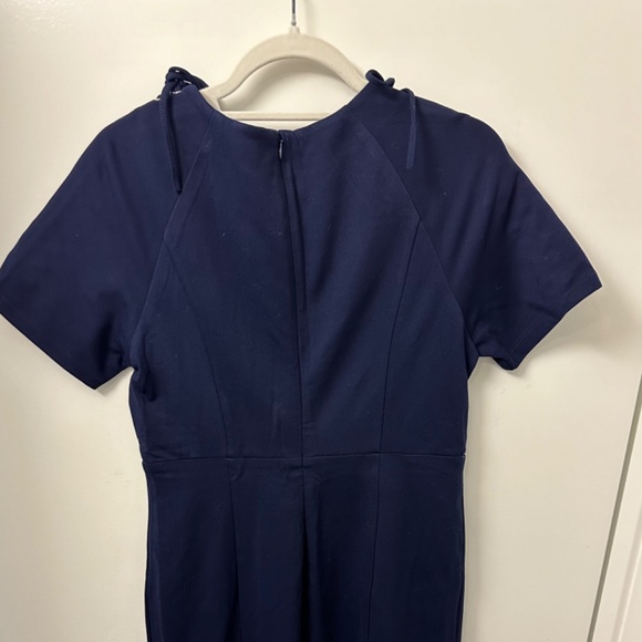 Catherine Malandrino Blue Sheath Dress with Lace-Up Grommet Sleeves - Picture 4 of 7